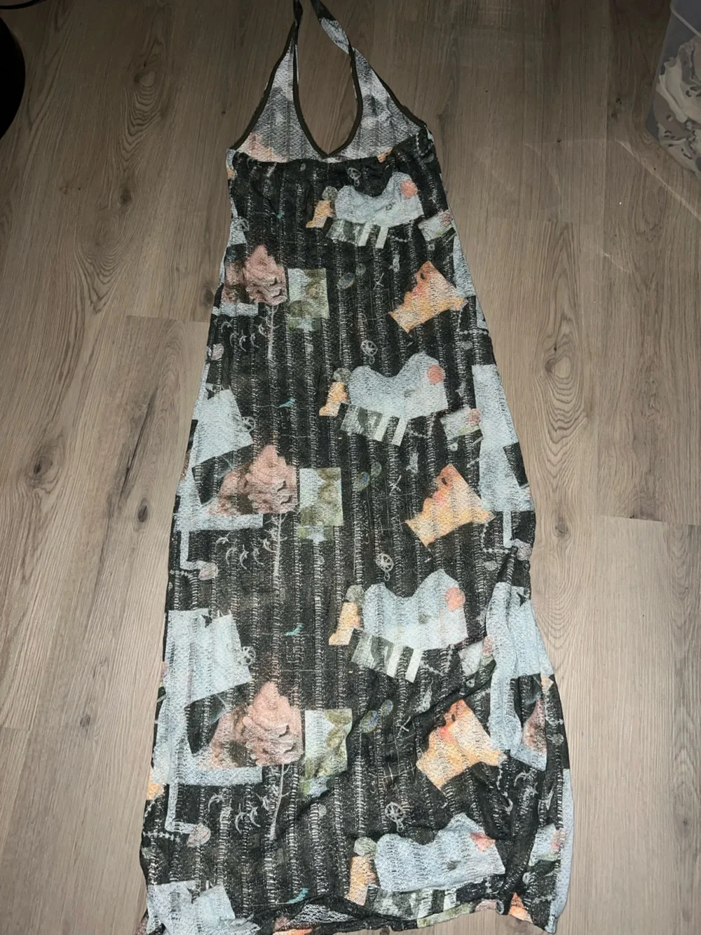 COLLUSION Abstract Scoop Neck Knit Beach Dress – Multi (Size 10)